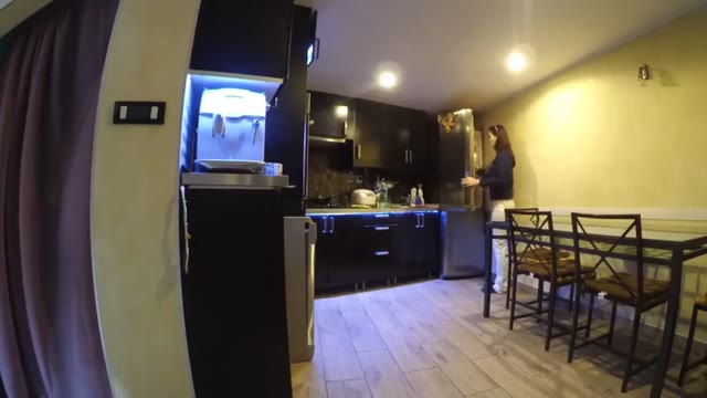 Kitchen wetting girl