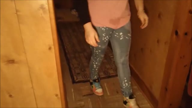 Pants pissing while cleaning house