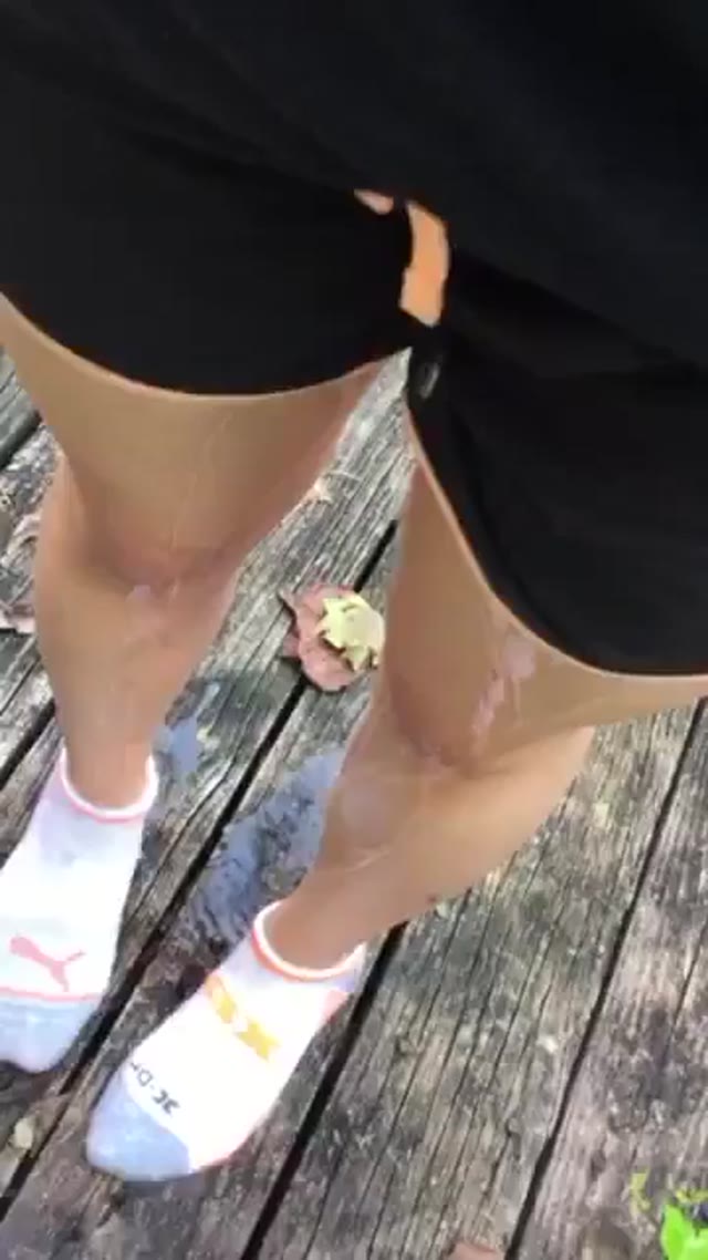 Black short peeing
