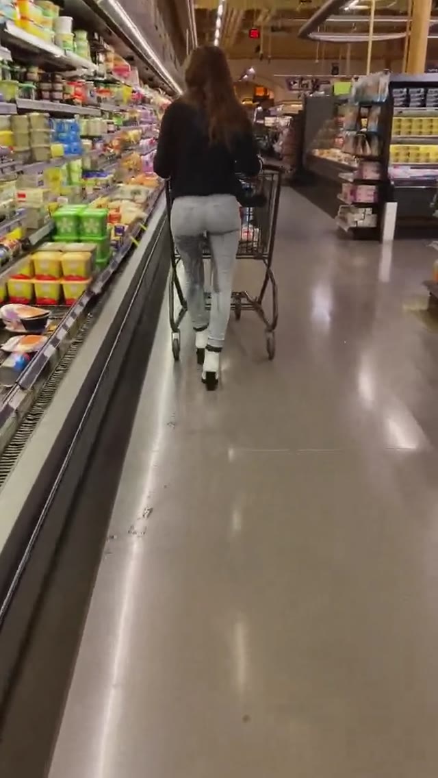 Wetting jeans in supermarket