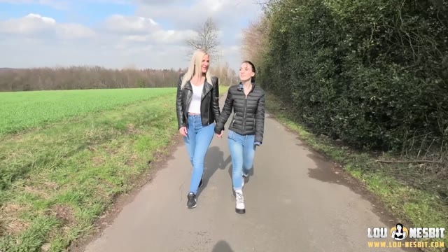 Lesbians walking and relaxation in jeans
