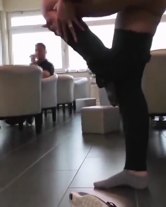 Chick pisses in the Cafe while others look