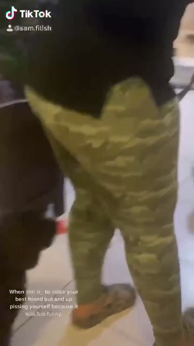 Bbw wets her camo pants laughing