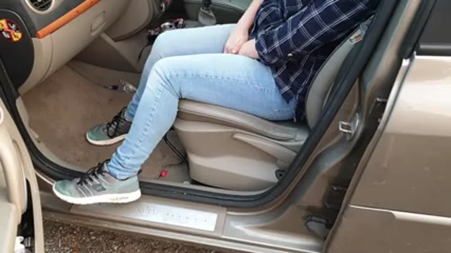 Jeans soaking in car