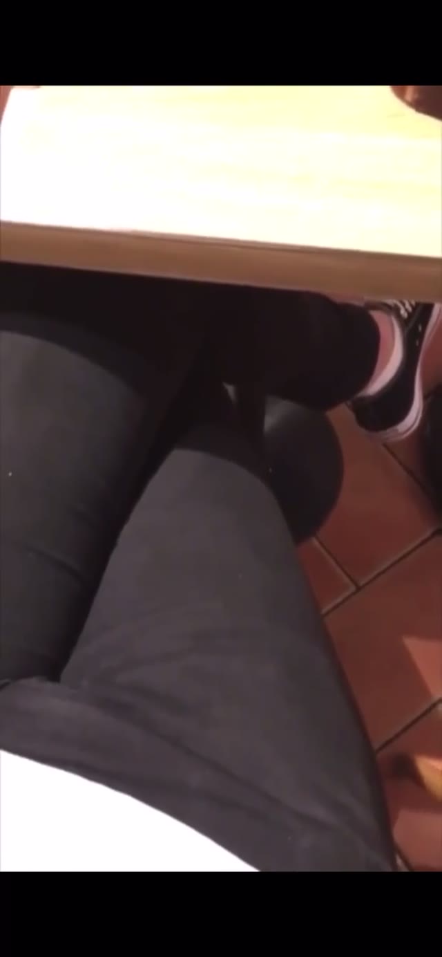 Girl pissing her pants at a restaurant