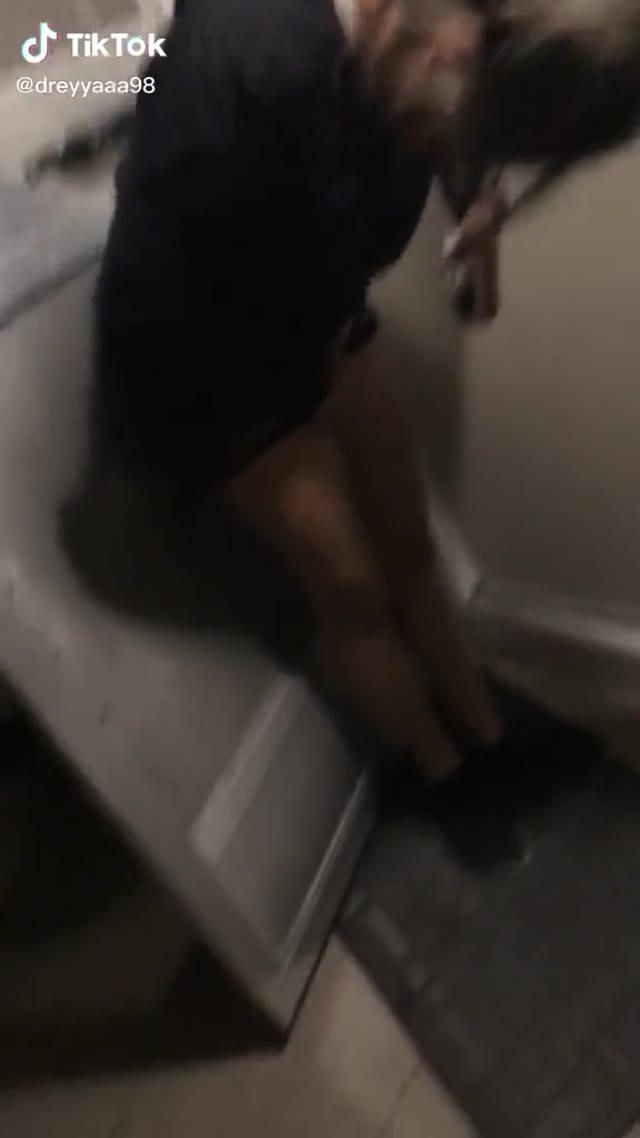 Drunk girl wets herself at doorstep