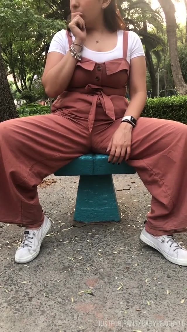 She does a small pee while sat on bench