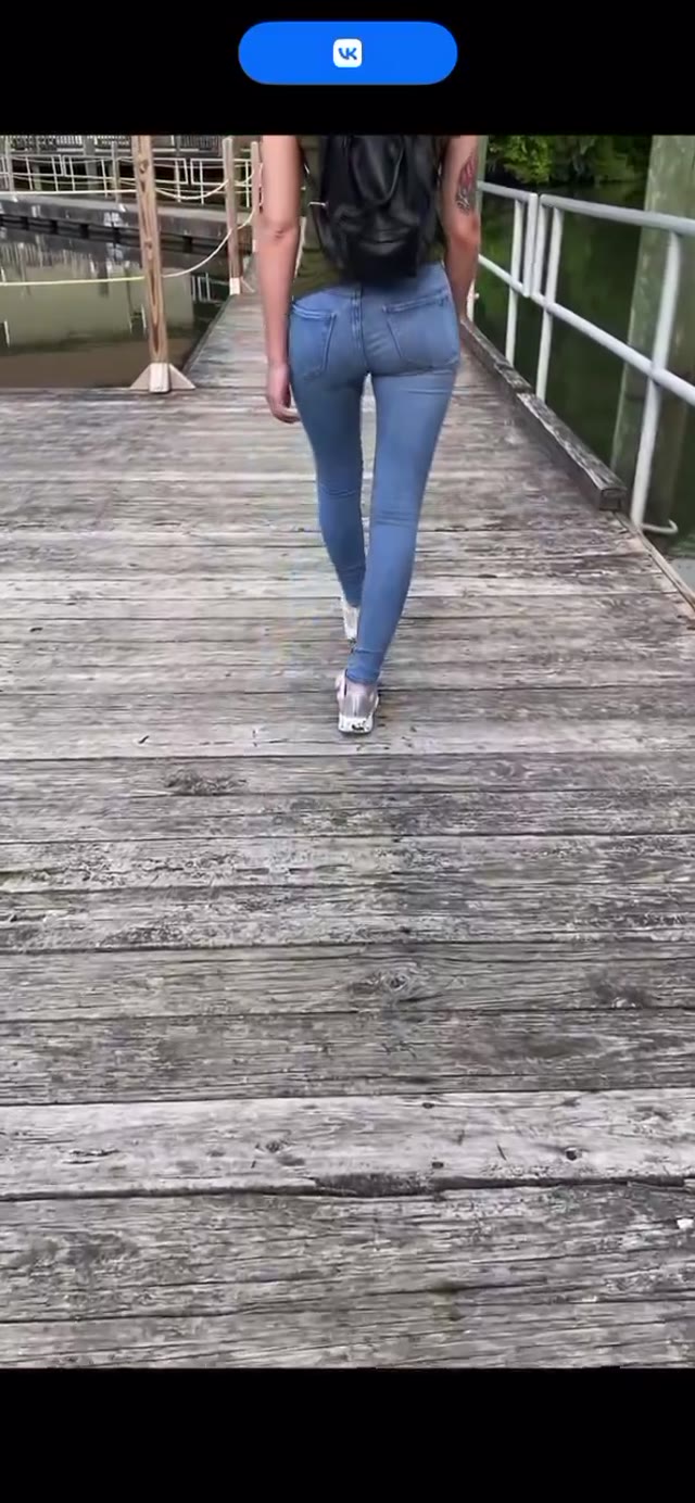 Peeing jeans close of water